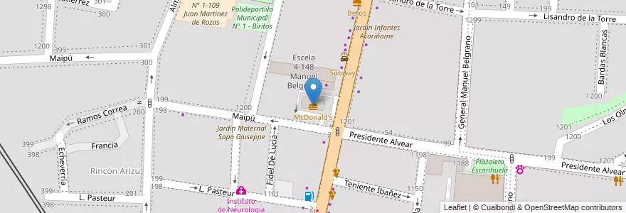 Mapa de ubicacion de McDonald's en 阿根廷, 智利, Mendoza, Godoy Cruz, Departamento Godoy Cruz, Distrito Ciudad De Godoy Cruz.