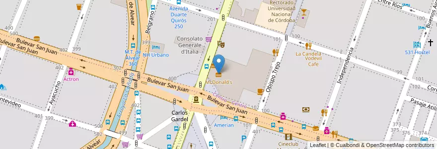 Mapa de ubicacion de McDonald's en الأرجنتين, Córdoba, Departamento Capital, Pedanía Capital, Córdoba, Municipio De Córdoba.