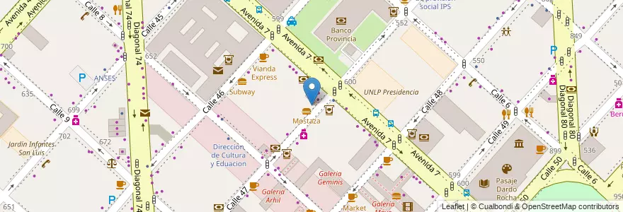 Mapa de ubicacion de McDonald's, Casco Urbano en الأرجنتين, بوينس آيرس, Partido De La Plata, لابلاتا.