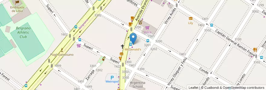 Mapa de ubicacion de McDonald's, Colegiales en Arjantin, Ciudad Autónoma De Buenos Aires, Buenos Aires.