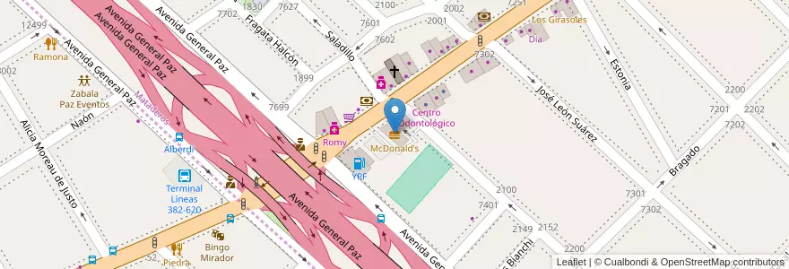 Mapa de ubicacion de McDonald's, Mataderos en アルゼンチン, Ciudad Autónoma De Buenos Aires, ブエノスアイレス.