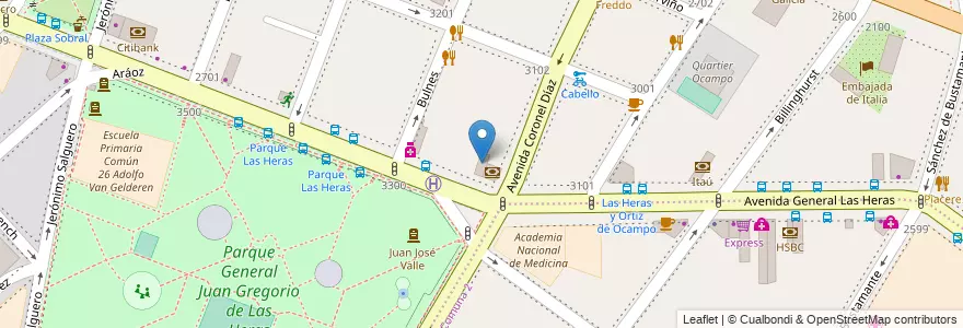 Mapa de ubicacion de McDonald's, Palermo en アルゼンチン, Ciudad Autónoma De Buenos Aires, Comuna 2, ブエノスアイレス.