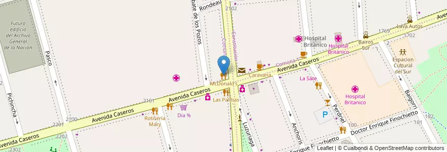 Mapa de ubicacion de McDonald's, Parque Patricios en 阿根廷, Ciudad Autónoma De Buenos Aires, Comuna 4, 布宜诺斯艾利斯.