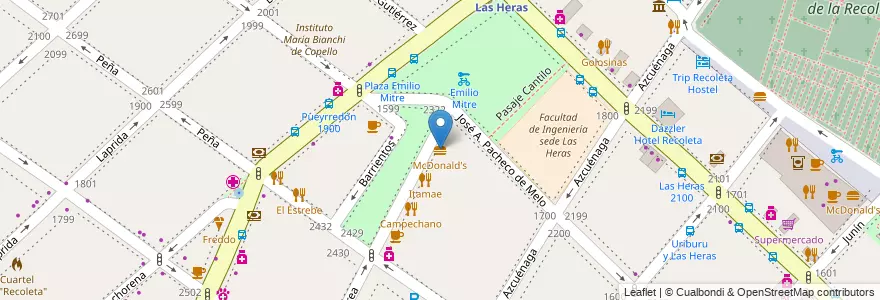 Mapa de ubicacion de McDonald's, Recoleta en 阿根廷, Ciudad Autónoma De Buenos Aires, Comuna 2, 布宜诺斯艾利斯.
