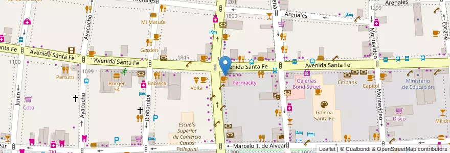 Mapa de ubicacion de McDonald's, Recoleta en Argentinië, Ciudad Autónoma De Buenos Aires, Comuna 2, Buenos Aires.