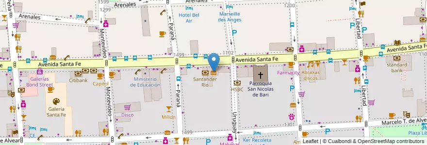 Mapa de ubicacion de McDonald's, Recoleta en Arjantin, Ciudad Autónoma De Buenos Aires, Comuna 2, Comuna 1, Buenos Aires.
