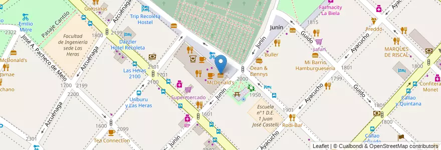 Mapa de ubicacion de McDonald's, Recoleta en Аргентина, Буэнос-Айрес, Comuna 2, Буэнос-Айрес.