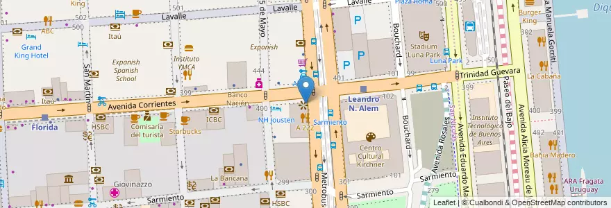 Mapa de ubicacion de McDonald's, San Nicolas en 아르헨티나, Ciudad Autónoma De Buenos Aires, Comuna 1, 부에노스아이레스.