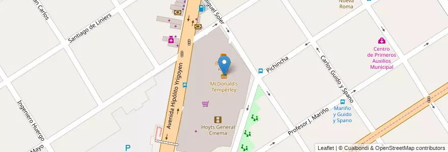 Mapa de ubicacion de McDonald's Temperley en Argentina, Buenos Aires, Partido De Lomas De Zamora.