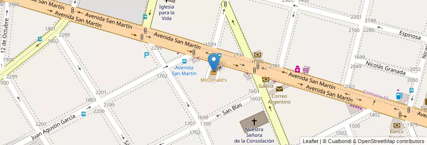 Mapa de ubicacion de McDonald's, Villa General Mitre en 아르헨티나, Ciudad Autónoma De Buenos Aires, 부에노스아이레스.