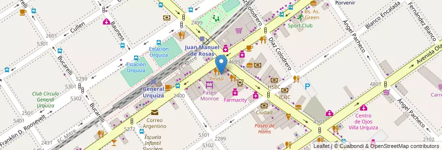 Mapa de ubicacion de McDonald's, Villa Urquiza en 아르헨티나, Ciudad Autónoma De Buenos Aires, Comuna 12, 부에노스아이레스.
