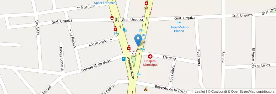 Mapa de ubicacion de Meba en Argentina, Córdova, Departamento San Alberto, Pedanía Tránsito, Mina Clavero, Municipio De Mina Clavero.