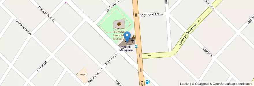 Mapa de ubicacion de Medalla Milagrosa en Argentinië, Buenos Aires, Partido De Hurlingham, Villa Tesei.