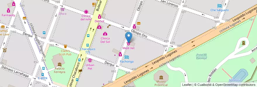 Mapa de ubicacion de Medi Vet en Аргентина, Кордова, Departamento Capital, Pedanía Capital, Córdoba, Municipio De Córdoba.
