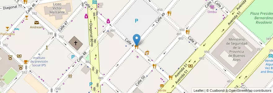 Mapa de ubicacion de Media Pinta, Casco Urbano en 阿根廷, 布宜诺斯艾利斯省, Partido De La Plata, La Plata.