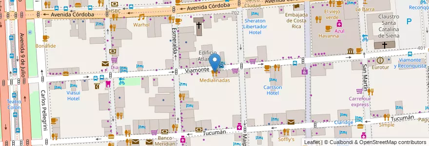 Mapa de ubicacion de Medialinadas, San Nicolas en 아르헨티나, Ciudad Autónoma De Buenos Aires, Comuna 1, 부에노스아이레스.