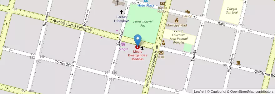 Mapa de ubicacion de Medic Emergencias Médicas en Argentina, Córdova, Departamento Presidente Roque Sáenz Peña, Pedanía La Amarga, Municipio De Laboulaye, Laboulaye.
