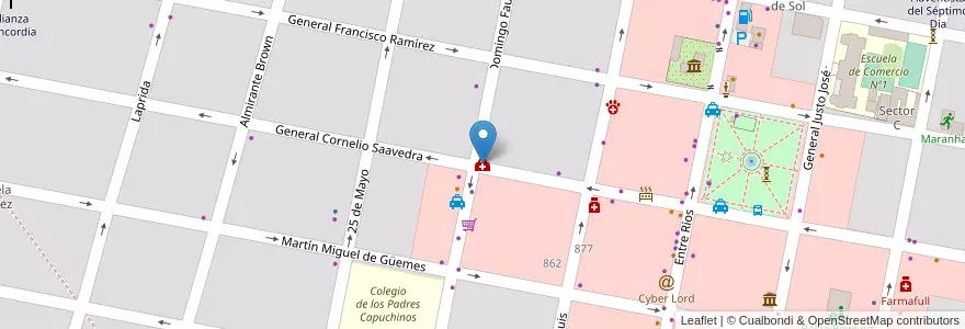 Mapa de ubicacion de MEDICEF en Argentinien, Provinz Entre Ríos, Departamento Concordia, Distrito Suburbios, Concordia, Concordia.