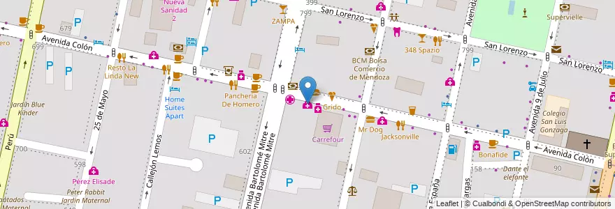 Mapa de ubicacion de Medicina de Imagenes en الأرجنتين, تشيلي, Mendoza, Departamento Capital, Sección 2ª Barrio Cívico, Ciudad De Mendoza.