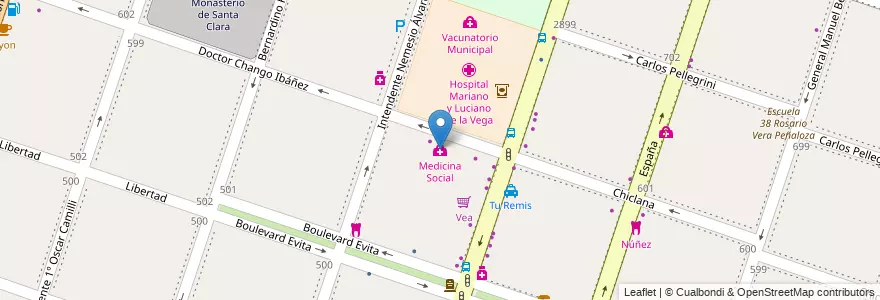 Mapa de ubicacion de Medicina Social en Argentine, Province De Buenos Aires, Partido De Moreno, Moreno.