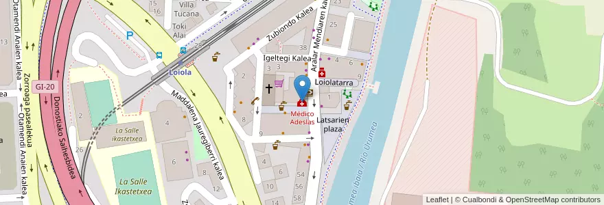 Mapa de ubicacion de Médico Adeslas en İspanya, Bask Bölgesi, Gipuzkoa, Donostialdea, Donostia/San Sebastián.