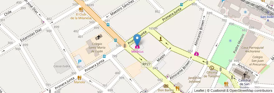 Mapa de ubicacion de Medicus en 아르헨티나, 부에노스아이레스주, Partido De San Isidro, San Isidro.