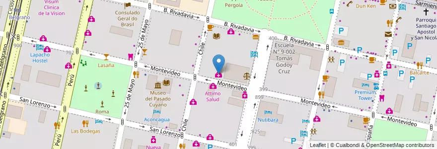 Mapa de ubicacion de MediMós en Argentina, Chile, Mendoza, Departamento Capital, Sección 2ª Barrio Cívico, Ciudad De Mendoza.
