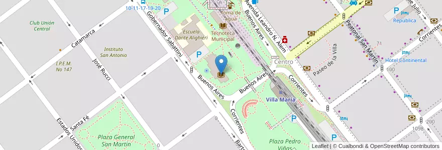 Mapa de ubicacion de Medioteca y Biblioteca Municipal y Popular Mariano Moreno en Argentine, Córdoba, Departamento General San Martín, Pedanía Villa María, Municipio De Villa María, Villa María.
