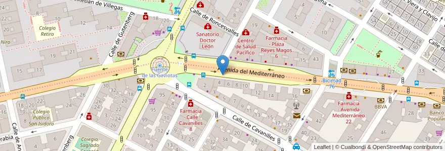 Mapa de ubicacion de MEDITERRANEO, AVENIDA, DEL,4 en Espagne, Communauté De Madrid, Communauté De Madrid, Área Metropolitana De Madrid Y Corredor Del Henares, Madrid.