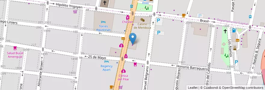 Mapa de ubicacion de Mediterráneo (Renault) en 아르헨티나, 칠레, Mendoza, Godoy Cruz, Departamento Godoy Cruz, Distrito Ciudad De Godoy Cruz.