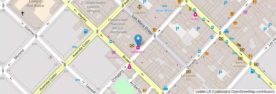 Mapa de ubicacion de Medrano en آرژانتین, استان بوئنوس آیرس, Partido De Bahía Blanca, Bahía Blanca.