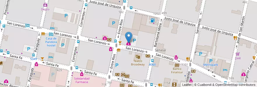 Mapa de ubicacion de Medycin en アルゼンチン, サンタフェ州, Departamento Rosario, Municipio De Rosario, ロサリオ.