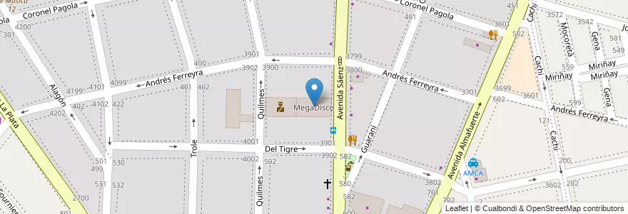 Mapa de ubicacion de MegaDisco, Nueva Pompeya en 아르헨티나, Ciudad Autónoma De Buenos Aires, Comuna 4, 부에노스아이레스.