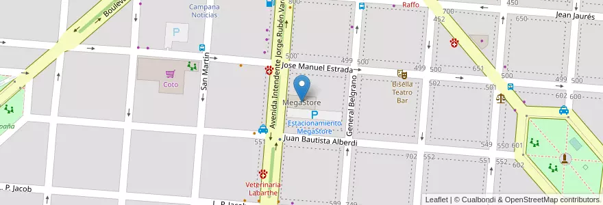 Mapa de ubicacion de MegaStore en Argentinië, Buenos Aires, Partido De Campana.