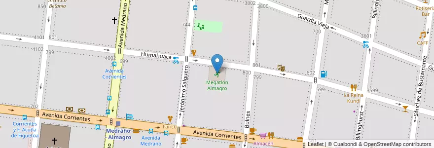 Mapa de ubicacion de Megatlon Almagro, Almagro en Arjantin, Ciudad Autónoma De Buenos Aires, Comuna 5, Buenos Aires.