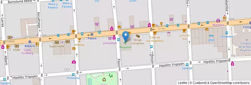 Mapa de ubicacion de Megatlon, Balvanera en アルゼンチン, Ciudad Autónoma De Buenos Aires, Comuna 3, ブエノスアイレス.
