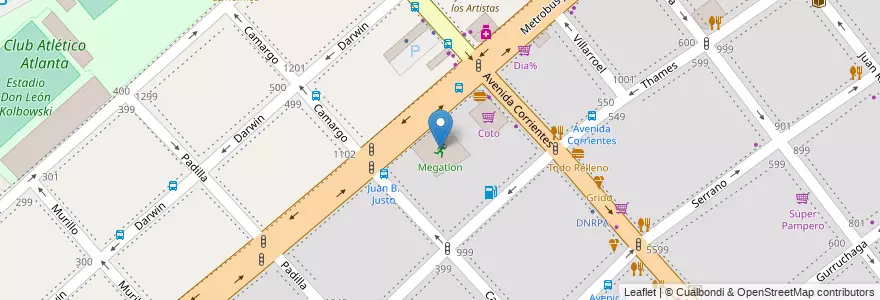 Mapa de ubicacion de Megatlon, Villa Crespo en 아르헨티나, Ciudad Autónoma De Buenos Aires, 부에노스아이레스, Comuna 15.