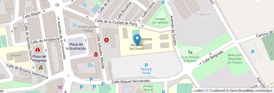 Mapa de ubicacion de Mejorada Del Campo en Espanha, Comunidade De Madrid, Comunidade De Madrid, Cuenca Del Henares, Mejorada Del Campo.
