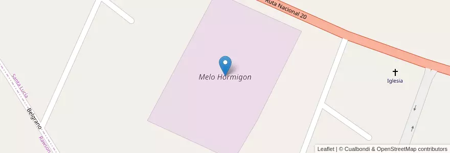 Mapa de ubicacion de Melo Hormigon en Argentina, San Juan, Cile, Santa Lucía.