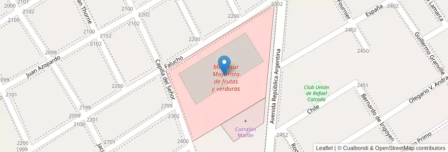 Mapa de ubicacion de Memosur Mayorista de frutas y verduras en Argentina, Buenos Aires, Partido De Almirante Brown.