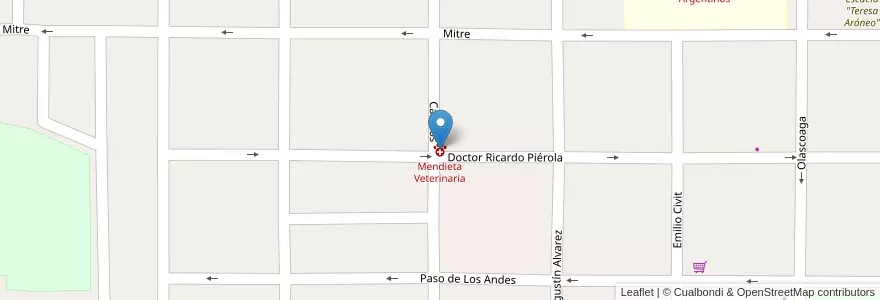 Mapa de ubicacion de Mendieta Veterinaria en Arjantin, Mendoza, General Alvear, Distrito Ciudad De General Alvear.