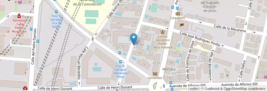 Mapa de ubicacion de MENENDEZ PIDAL, CALLE, DE,20 en اسپانیا, بخش خودمختار مادرید, بخش خودمختار مادرید, Área Metropolitana De Madrid Y Corredor Del Henares, مادرید.