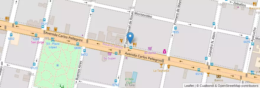 Mapa de ubicacion de Menggano en Argentinië, Santa Fe, Departamento Rosario, Municipio De Rosario, Rosario.