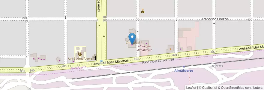 Mapa de ubicacion de Menichetti Autos en Argentina, Córdova, Departamento Tercero Arriba, Pedanía Salto, Municipio De Almafuerte, Almafuerte.