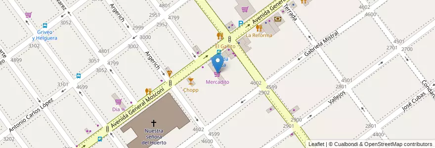 Mapa de ubicacion de Mercadito, Villa Pueyrredon en Argentinië, Ciudad Autónoma De Buenos Aires, Comuna 12, Buenos Aires.