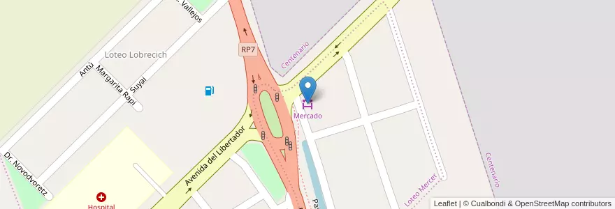 Mapa de ubicacion de Mercado en الأرجنتين, تشيلي, نيوكوين, Departamento Confluencia, Centenario.