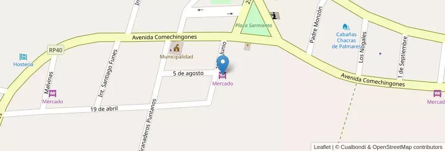 Mapa de ubicacion de Mercado en Argentinië, San Luis, Chacabuco, Comisión Municipal De Papagayos.