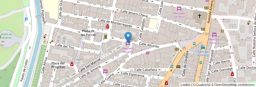 Mapa de ubicacion de Mercado Alicante en 西班牙, Aragón, 萨拉戈萨, Zaragoza, 萨拉戈萨.