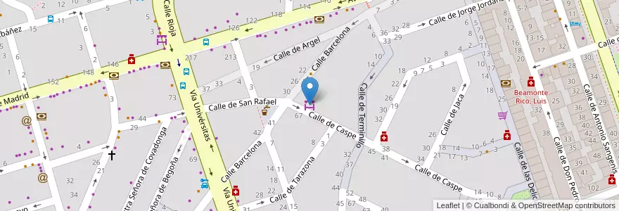 Mapa de ubicacion de Mercado Caspe en إسبانيا, أرغون, سرقسطة, Zaragoza, سرقسطة.