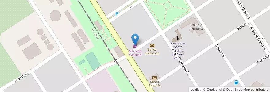 Mapa de ubicacion de Mercado "Cassuar" en Argentina, Santa Fe, Departamento General López.